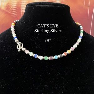 STERLING SILVER MULTI COLOR BEAD NECKLACE GEMS 925